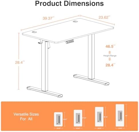 Sweetcrispy Electric Standing Desk, Computer Desk, 40x24 Inch