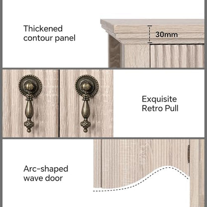 57" Fluted Sideboard Buffet with Storage, 4 Doors & 3 Drawers, Oak