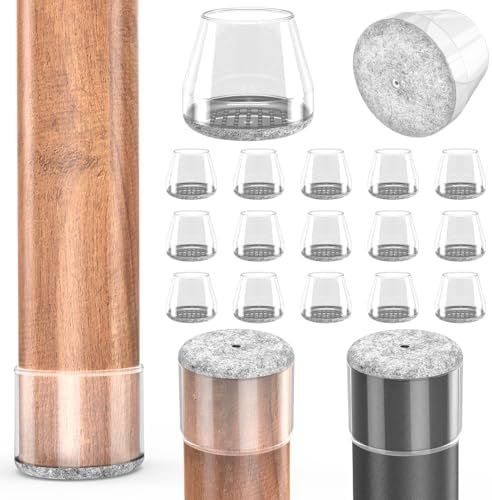 Chair Leg Protectors for Hardwood Floors,Fit: 0.9-1.15",Clear.