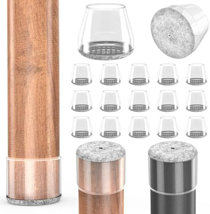 Chair Leg Protectors for Hardwood Floors,Fit: 0.9-1.15",Clear.