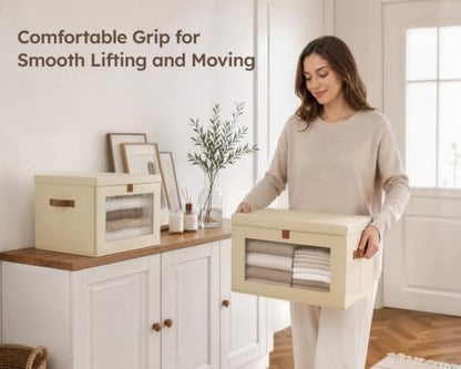 Storage Bins with Lids - Closet Organizer with Front Opening