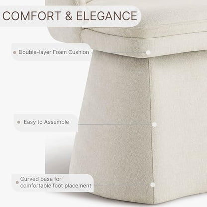 KISLOT Swivel Dining Chairs Set of 4, Upholstered Mid Century Modern Deskchair with Round Back, Linen Fabric Kitchen Chairs for Dining Room, Bedroom, Dressing Room, Linen