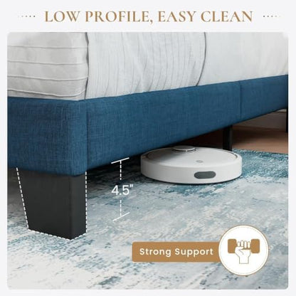 SHA CERLIN Cal King Platform Bed Frame with Upholstered Fabric Headboard