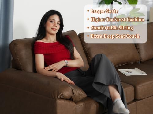 EASE MOOSE Faux leather couch Bed, Sectional Sofa Sleeper, Deep Brown