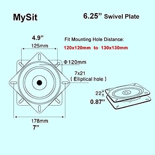 MySit 2 PCS 6.25" Heavy Duty Bar Stool Swivel Plate Replacement, Square Swivel Mechanism for Recliner Chair or Furniture - Ball Bearing Swivel Boat Seat