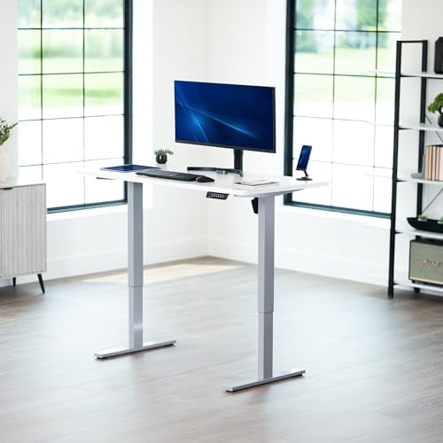 VIVO Electric Standing Desk, Solid 1-Piece 55" x 28" White Top