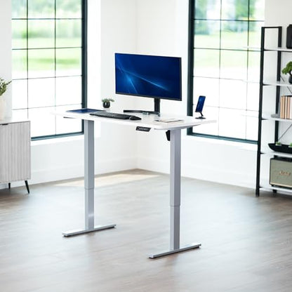 VIVO Electric Standing Desk, Solid 1-Piece 55" x 28" White Top