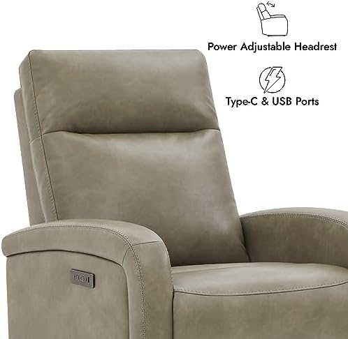 Watson & Whitely Zero Wall Recliners with Power Headrest, Faux Leather Grey