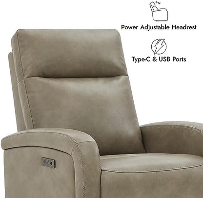 Watson & Whitely Zero Wall Recliners with Power Headrest, Faux Leather Grey