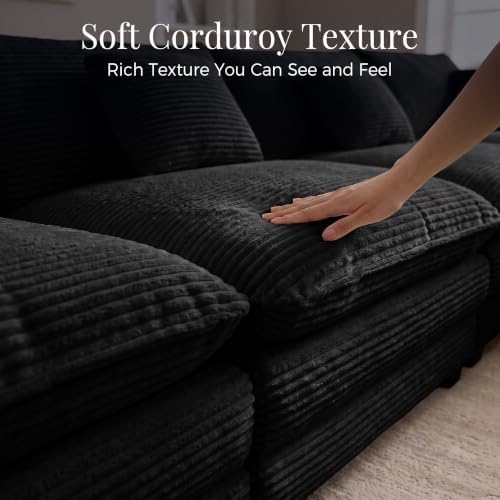 Oversized Cloud Couch Sectional, Corner Modular Sectional Sofa with Ottoman