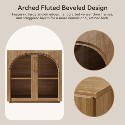 Buffet Cabinet with Glass Doors,94.5'' W Arched Display Credenza