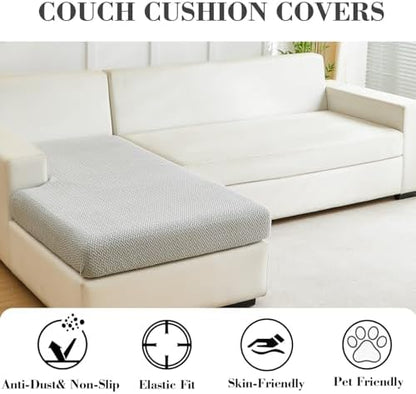 Sofa Covers Couch Covers for Sofa Pet Friendly Couch Cushion Covers Universal Sofa Covers Washable Stretch Slipcovers for Sectional Sofa (Texture Light Gray,Chaise Cover)
