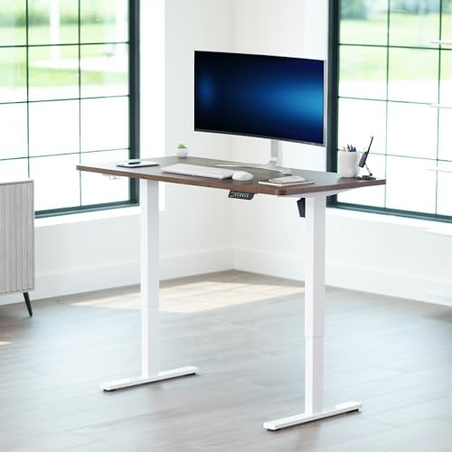 VIVO Electric Standing Desk, Solid 1-Piece 55" x 28" Vintage Brown Top