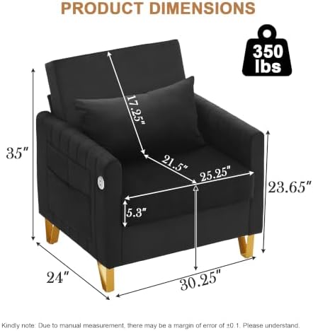Velvet Accent Chairs, Black Accent Chairs for Living Room Bedroom