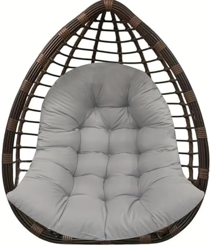 Thicken Egg Chair Cushion Replacement, Outdoor Hammock Swing Cushions with Ties, Hanging Wicker Basket Seat Pad with High Elasticity PP Cotton, for Garden Patio Porch Furniture (Only Cushion)