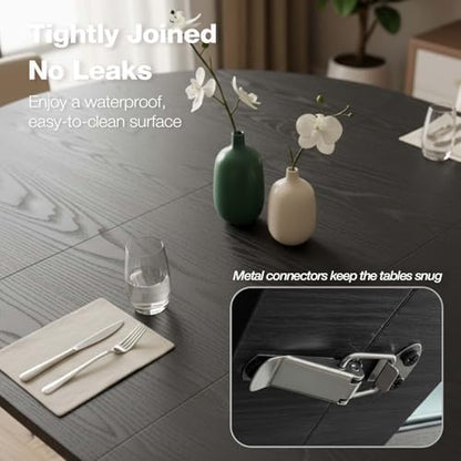43.3''–59'' Extendable Round Dining Table for 4–8, Black