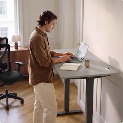 Desktronic HomePro Standing Desk 48x24 — Made in Europe, Ergonomic Sit Stand Home Office Desk, Electric Height Adjustable, Dual Motor, USB & USB-C Charging, Wobble-Free, Touchscreen, 3 Memory Presets