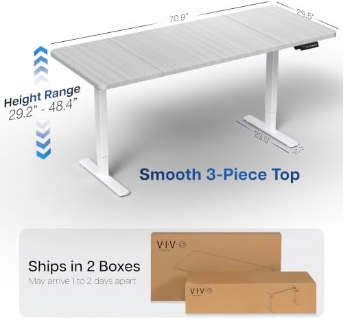 VIVO Electric Standing Desk, Smooth 3-Piece 71" x 30" Dark Gray Top