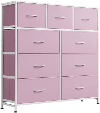 WLIVE 9 Drawer Dresser for Bedroom, Tall Chest of Drawers, A-Pink