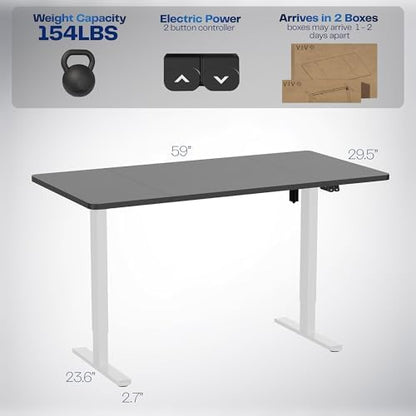 VIVO Electric Standing Desk, Smooth 3-Piece 60" x 30" Black Top