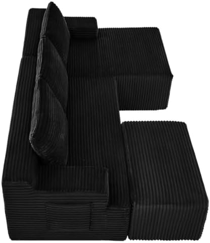 96IN U Shaped Boneless Sectional Compressed Cloud Couches