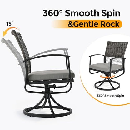 7-Piece Patio Dining Set with Wicker Swivel Patio Chairs