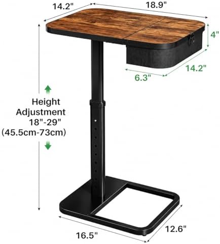 Kitstorack TV Tray Table with Flip-Top Storage, Adjustable Height