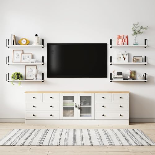 Floating Shelves, 17 In Bookshelves for Room Wall, Shelves on Wall (White)