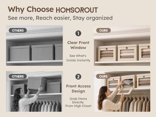 Large Closet Storage Bins - Collapsible Storage Bins with Handles & Window, Decorative Boxes with Lids, Fabric Cubes for Living Room, Dorm, 1 Pack, Beige