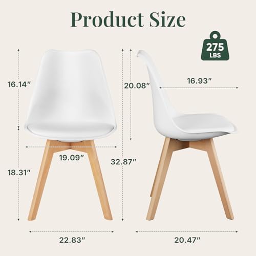 Dining Chairs Set of 4, PU Leather Padded Seat for Living Room