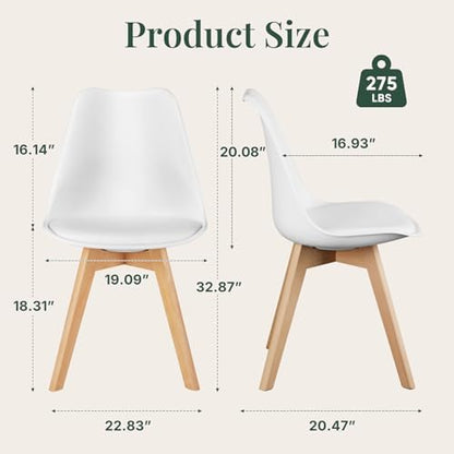 Dining Chairs Set of 4, PU Leather Padded Seat for Living Room