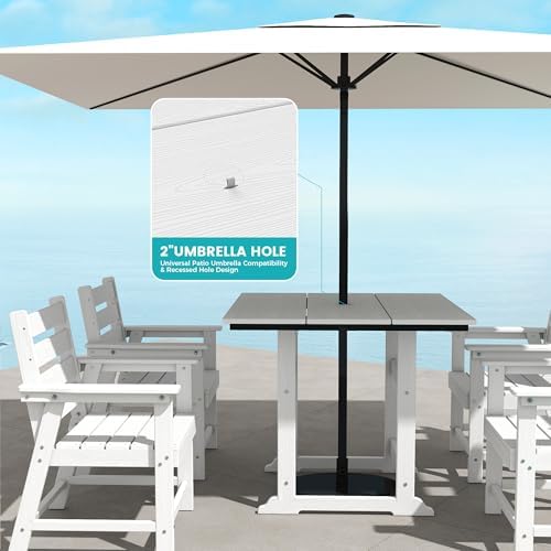 HDPE Outdoor Dining Set, Patio Dining Set of 8, White
