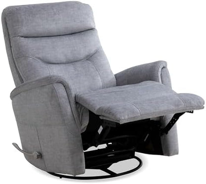 Gemini Capri Silver Recliner Chair Two Pack Swivel Glider Nursery Nursing Armchairs 100% Polyester Comfortable Reading Chairs for Adults Cozy Seating