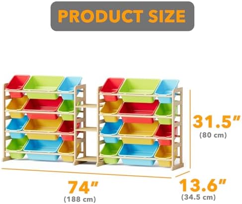 SpaceAid Large Toy Storage Organizer with 24 Bins and 3 Shelves, Toy Organizers Storage Bookshelf, Kids Bin Shelf Box Bookcase for Bedroom Playroom Organization Room Decor, Multi-Colored