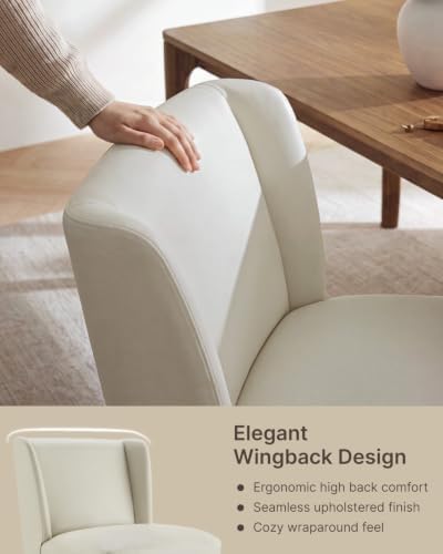 KISLOT Upholstered Dining Chairs Set of 1 with Hidden Casters, Cream