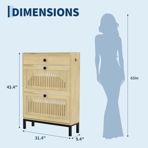 GarveeHome Freestanding Shoe Cabinet for Entryway with 2 Flip Drawers