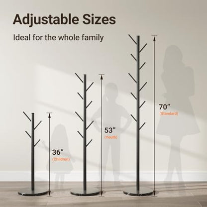 Coat Rack Freestanding, Metal Coat Rack with Natural Marble Base