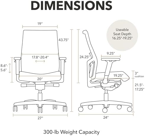 HON Ignition 2.0 Mid Back Task Chair, Spectrum Mesh, Advanced Synchro-Tilt Control, Office Chair with Lumbar Support, Height and Width Adjustable Arms, Titanium Frame, Quicksand