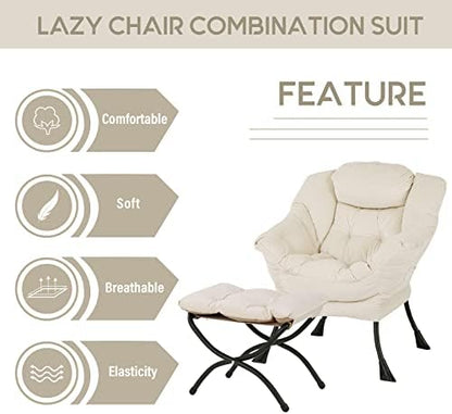 Lazy Chair with Ottoman, Comfy Accent Reading Chair