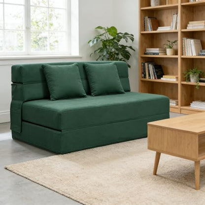 Folding Sofa Bed, Fold Out Couch Memory Foam Sleeper Chair with 2 Pillows