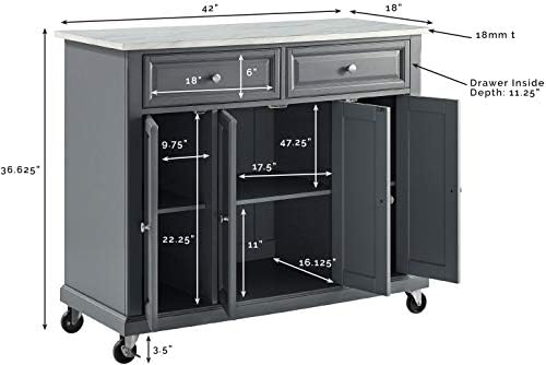 Crosley Furniture Avery Kitchen Island, Storage Shelves