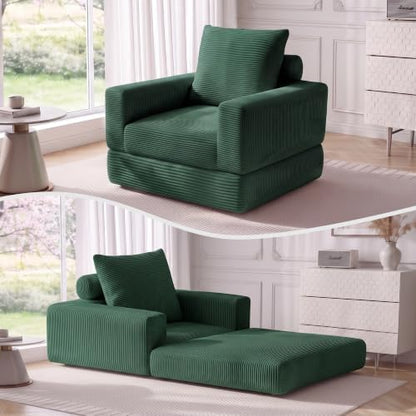 Boneless Convertible Futon Sofa Bed, Corduroy Folding Floor Sleeper Chair