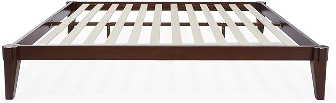 Bme Chalipa 14” King Bed Frame - Solid Wood Platform Bed - Japanese Joinery Bed Frame - Wood Slat Support - No Box Spring Needed - Easy Assembly - Minimalist & Modern Style, Walnut