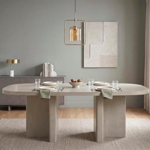 Lexicon 82" W Modern Rectangular Wood Dining Table for 4 to 6, Light Gray