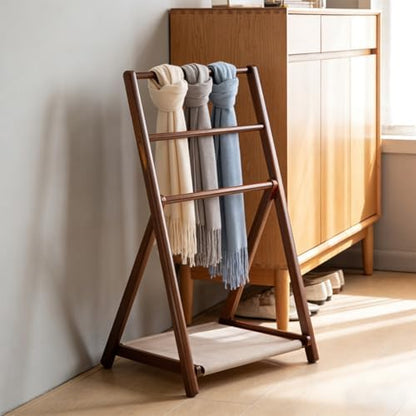 Wood hall tree, Clothes racks for hanging clothes, Collapsible clothing rack, coat rack freestanding for Coats, Hats, Handbags and Scarves, for Entryway(Fabric Panel Style (50cmLength))