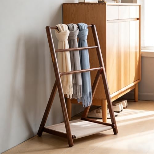 Wood hall tree, Clothes racks for hanging clothes, Collapsible clothing rack, coat rack freestanding for Coats, Hats, Handbags and Scarves, for Entryway(Fabric Panel Style (70cmLength))