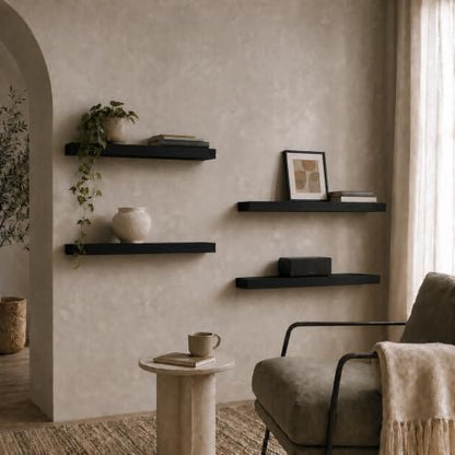 Floating Shelves for Wall Decor,Set of 4,23in,Black