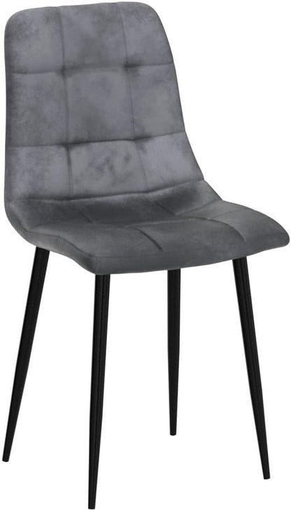 NORDICANA Grey Velvet Dining Chairs Set of 4, Upholstered Tufted Kitchen Chairs, Comfortable Seat, Metal Leg, Easy Assembly