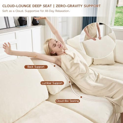 82" Oversized Loveseat Sofa,Deep Seat Boneless Sectional Couch, Modern Cloud Modular Sectional Sofa,Cloud Sectional Couch for Living Room,No Assembly,Chenille Beige