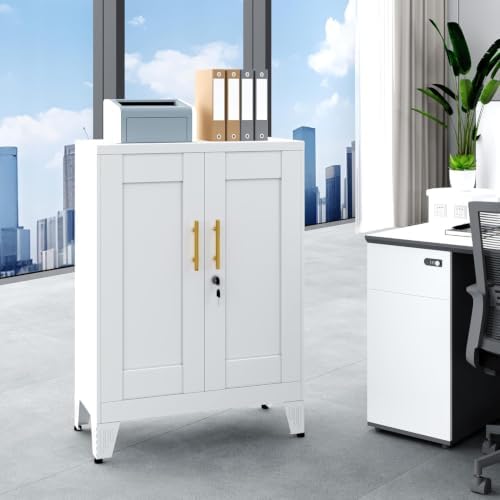 GAIOUS 36" Metal Office File Cabinet, White Locked Garage Storage Cabinets